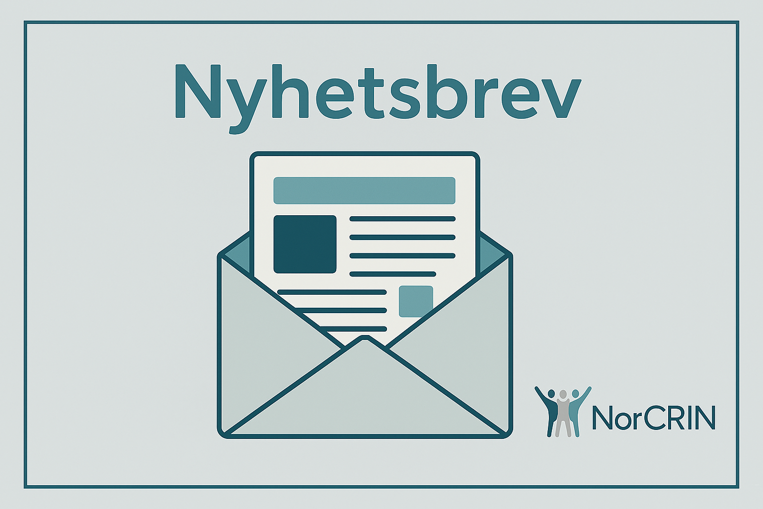 Illustrasjon av en grønn konvolutt og teksten Nyhetsbrev